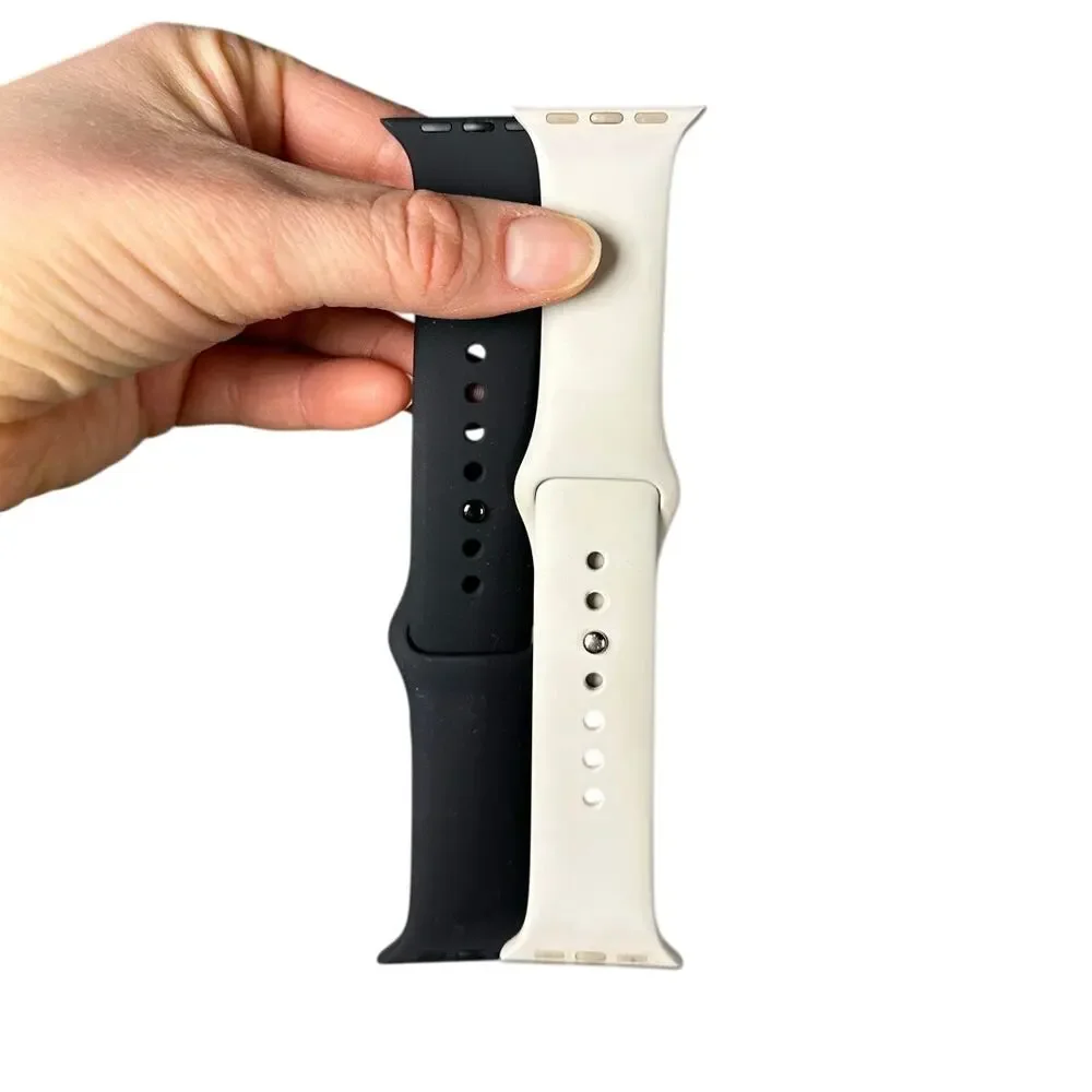 Apple Watch White & Black Rubber Sport Bands Size S/M